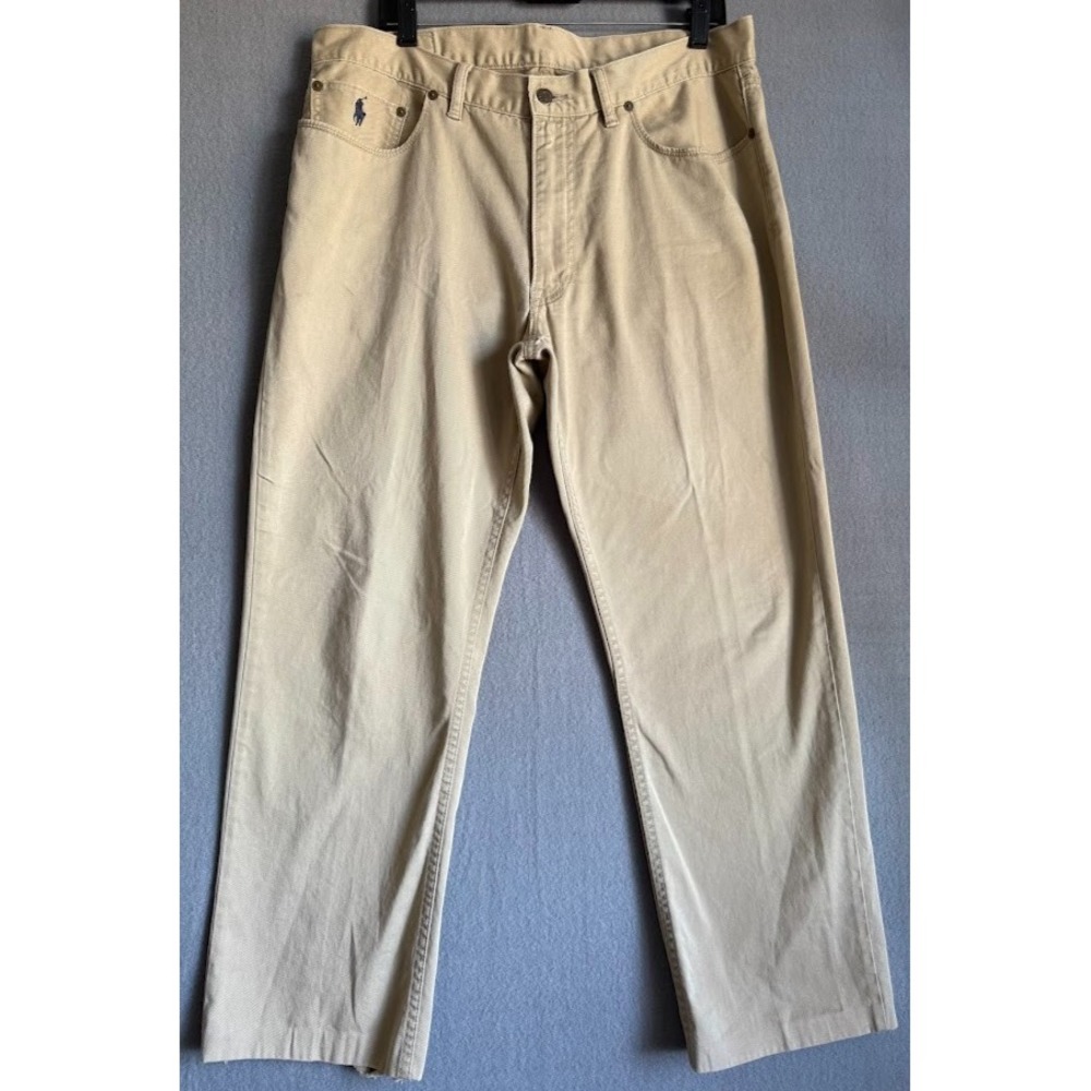 Polo Ralph Lauren Pants‎ Men 36x30 Beige Pockets Chinos Belt Loop Logo Casual